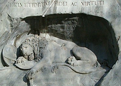 Lucerne: Lion Monument - HELVETIORUM FIDEI AC VIRTUTI