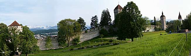 Musegg Wall & Towers, Lucerne: Schirmerturm, Zeitturm, Wachtturm, Luegislandturm